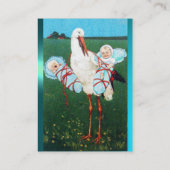 STORK TWIN BABY BOY SHOWER, white paary paper Visitekaartje (Achterkant)