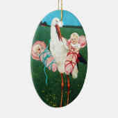 STORK TWIN BABY GIRL SHOWER KERAMISCH ORNAMENT (Rechts)