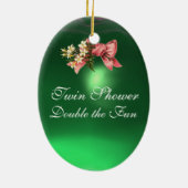 STORK TWIN BABY GIRL SHOWER KERAMISCH ORNAMENT (Achterkant)