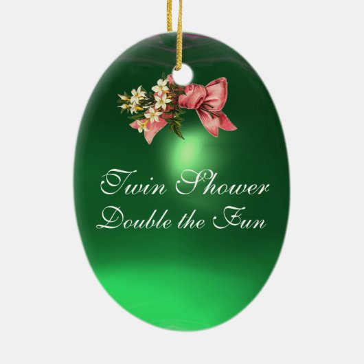 STORK TWIN BABY GIRL SHOWER KERAMISCH ORNAMENT (Achterkant)