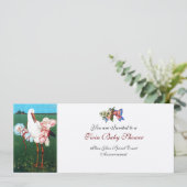 STORK TWIN BABY SHOWER, champagne metallic Kaart (Staand voorkant)