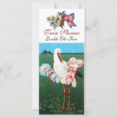 STORK TWIN BABY SHOWER, champagne metallic Kaart (Achterkant)