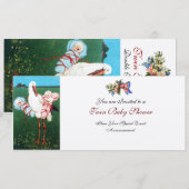 STORK TWIN BABY SHOWER, champagne metallic Kaart (Voorkant / Achterkant)