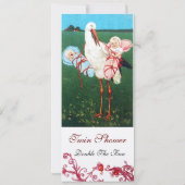 STORK TWIN BABY SHOWER, champagne metallic Kaart (Achterkant)