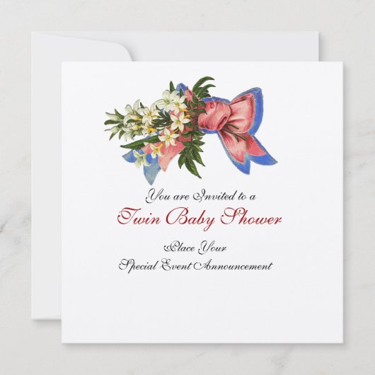 STORK TWIN BABY SHOWER, champagne metallic Kaart (Voorkant)