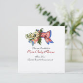 STORK TWIN BABY SHOWER, champagne metallic Kaart (Staand voorkant)