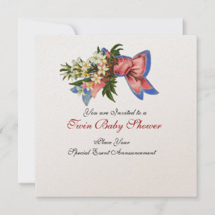 STORK TWIN BABY SHOWER, champagne metallic Kaart