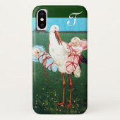 STORK TWIN BABY SHOWER MONOGRAM Case-Mate iPhone CASE (Achterkant)