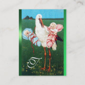 STORK TWIN BABY SHOWER MONOGRAM, wit parelpapier Visitekaartje (Achterkant)