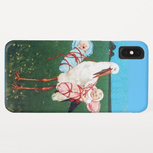 STORK TWIN BABY SHOWER, roze, Blauwgroen blauw Case-Mate iPhone Case (Achterkant (horizontaal))
