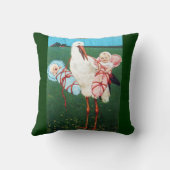 STORK TWIN BABY SHOWER, roze, Blauwgroen blauw Kussen (Achterkant)