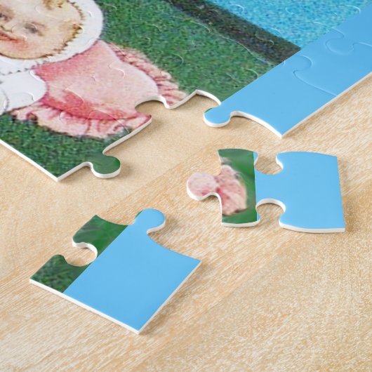 STORK TWIN BABY SHOWER, roze, Blauwgroen blauw Legpuzzel (Zijkant)