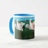 STORK TWIN BABY SHOWER, roze, Blauwgroen blauw Mok (Voorkant links)