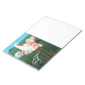 STORK TWIN BABY SHOWER, roze, Blauwgroen blauw Notitieblok (Schuin)