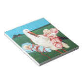STORK TWIN BABY SHOWER, roze, Blauwgroen blauw Notitieblok (Schuin)