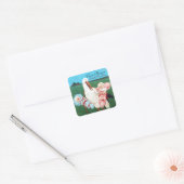 STORK TWIN BABY SHOWER VIERKANTE STICKER (Envelop)