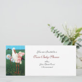 STORK TWIN BABY SHOWER White Kaart (Staand voorkant)