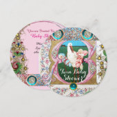 STORK TWIN BOY - MEISJE BABY SHOWER, PLANTAARDIGE KAART (Voorkant / Achterkant)