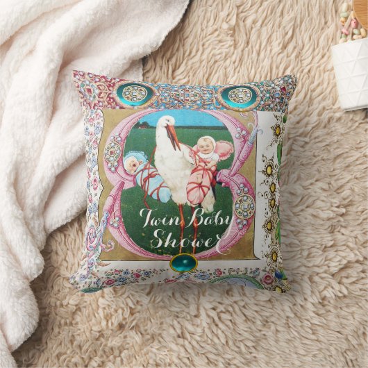 STORK TWIN BOY - MEISJE BABY SHOWER, PLANTAARDIGE  KUSSEN (Deken)