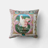 STORK TWIN BOY - MEISJE BABY SHOWER, PLANTAARDIGE  KUSSEN (Achterkant)