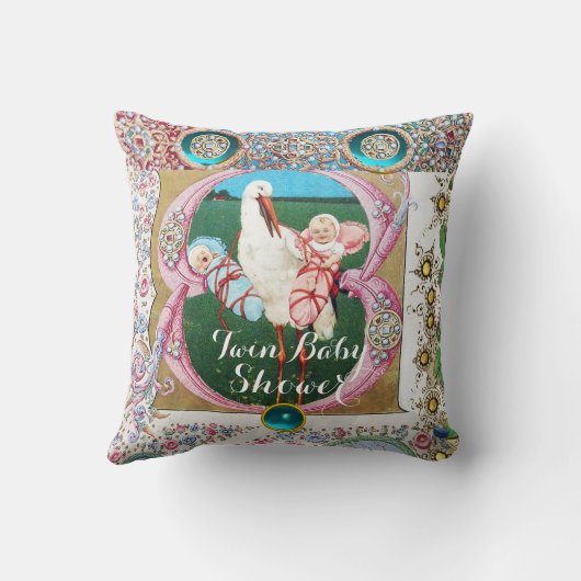 STORK TWIN BOY - MEISJE BABY SHOWER, PLANTAARDIGE  KUSSEN (Achterkant)