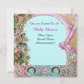 STORK TWIN BOYS BABY SHOWER, FLORAL GEMSTONES KAART (Achterkant)