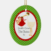 Stork Twin Girls Baby's Eerste kerstversiering Keramisch Ornament (Rechts)