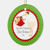 Stork Twin Girls Baby's Eerste kerstversiering Keramisch Ornament (Links)