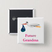 Stork Vierkante Button 5,1 Cm (Voorkant /achterkant)