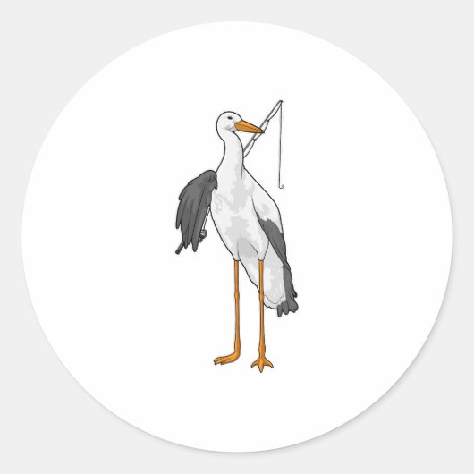 Stork Vist Fisher Gevist rod Ronde Sticker (Voorkant)