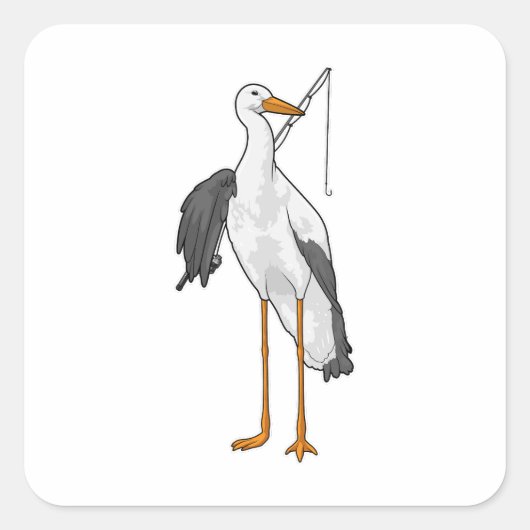 Stork Vist Fisher Gevist rod Vierkante Sticker (Voorkant)