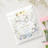 Stork Wildflower Ribbon Baby shower Bedankzakje (Gezegeld)