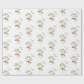 Stork Wildflower Ribbon Baby shower Cadeaupapier (Vlak)