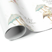 Stork Wildflower Ribbon Baby shower Cadeaupapier (Rol Hoek)