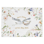Stork Wildflower Ribbon Baby shower Groot Cadeauzakje (Achterkant)