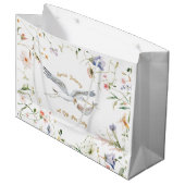 Stork Wildflower Ribbon Baby shower Groot Cadeauzakje (Voorkant Gekanteld)