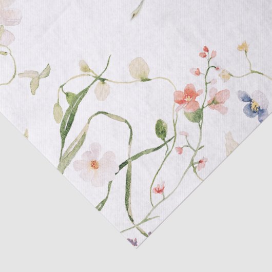 Stork Wildflower Ribbon Baby shower Tissuepapier (Detail)