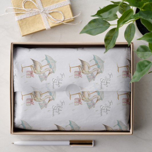 Stork Wildflower Ribbon Baby shower Tissuepapier (Geschenk)
