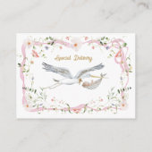 Stork Wildflower Ribbon Boeken voor Baby shower Informatiekaartje (Achterkant)