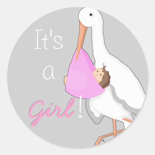 "Stork with Girl" Envelope-zegels/Stickers Ronde Sticker (Voorkant)