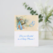 STORK WITTE BLAUW BLAY SHOWER MONOGRAM KAART (Staand voorkant)