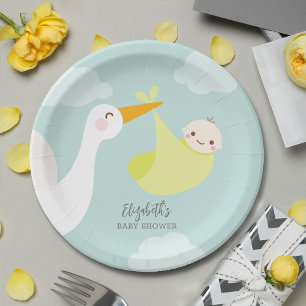 Stork Yellow Bundle Baby shower Papieren Bordje