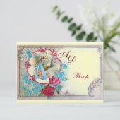 STORKBABY BOY SHOWER MET ROZEN EN BLAUWE STROMEN KAART (Staand voorkant)