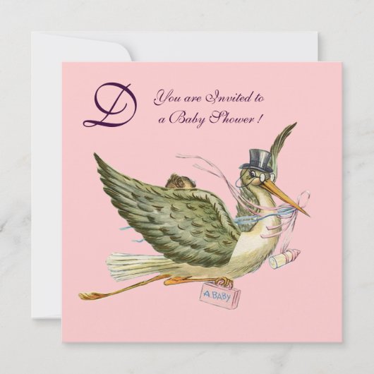 STORKMONOGRAM, goudmetaal Kaart (Voorkant)