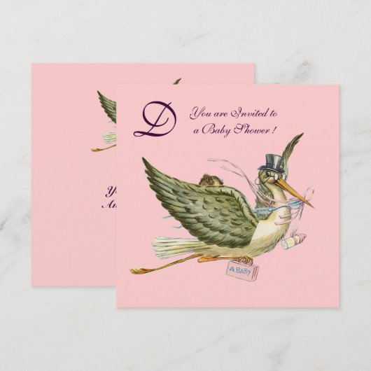 STORKMONOGRAM, goudmetaal Kaart (Voorkant / Achterkant)