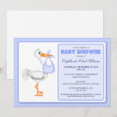 Stork's Aankomst Baby shower (blauw) Kaart (Voorkant / Achterkant)