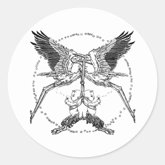 Storks en satellieten ronde sticker (Voorkant)