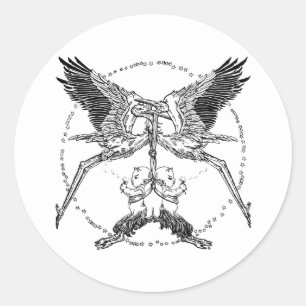 Storks en satellieten ronde sticker