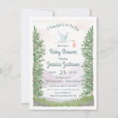 Stork's Journey Baby Meisje Douche Uitnodiging (Voorkant)