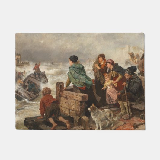Storm aan de kust (door Rudolf Jordan) Deurmat (Voorkant)